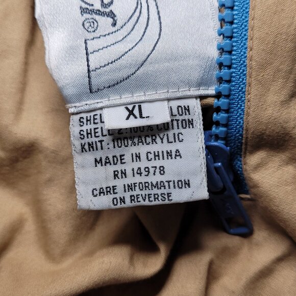 Vintage Windbreaker Tan and Blue Reversible Bomber Zip Up Jacket Mens Size XL - Picture 8 of 16